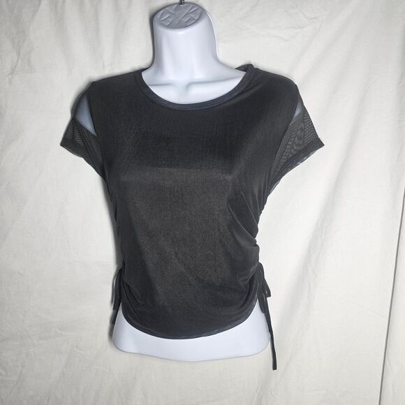Vintage y2k gothic side tie mesh crop baby tee top - Picture 1 of 6